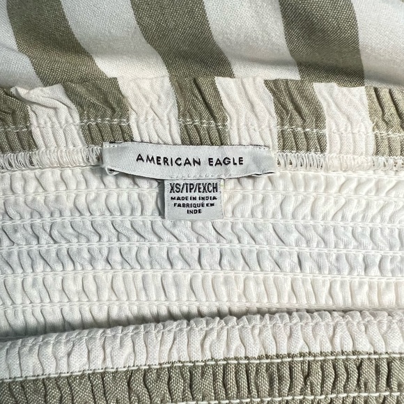 American Eagle Strapless Smocked Striped Romper with Belt and Pockets Size XS - Picture 5 of 6